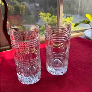 Set of 2 Vintage Ralph Lauren Clear Textured Glass Tumblers/ highball glasses